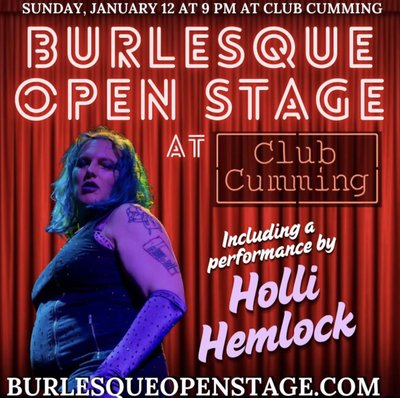 Flyer for Burlesque Open Stage